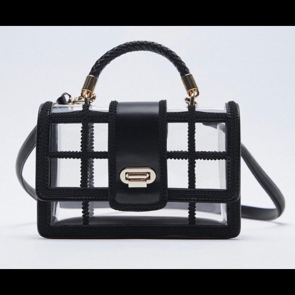 Zara Vinyl Lace Trim Crossed Body Bag 6405/710 - Picture 4 of 4